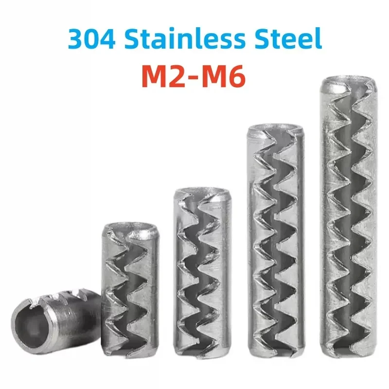 304 Stainless Steel Toothed Open Elastic Cylindrical Pin M2 To M6 Length 5mm To 50mm Spring Positioning Door Pin