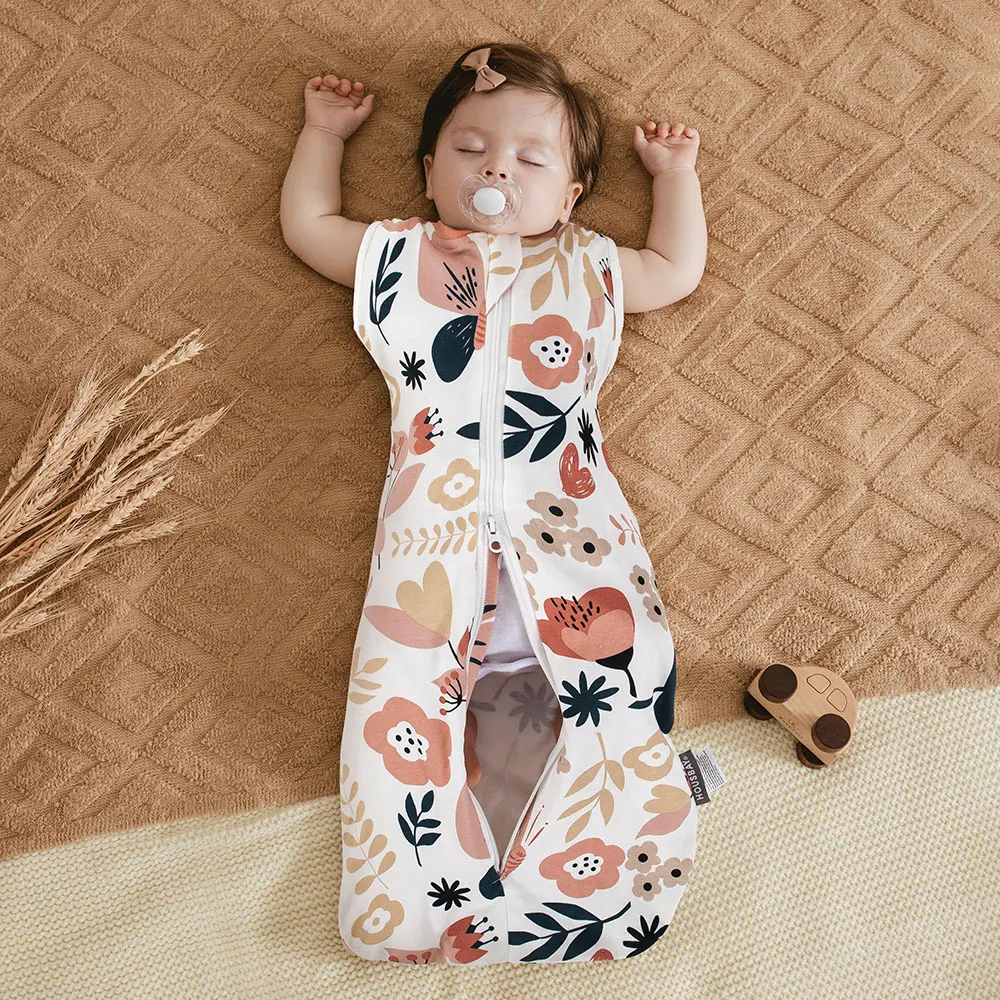 Newborn Baby Sleeping Bag Baby Swaddle Cocoon Beautiful Flowers Print Summer Thin Vest Button Wrap Sleepsack For Girls Boys