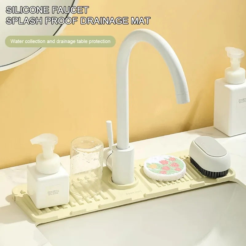 

Drain Pad Faucet Splash-proof Silicone Kitchen Sink Waterproofing Can Be Cut and Folded Narrow Edge Absorbent Pad