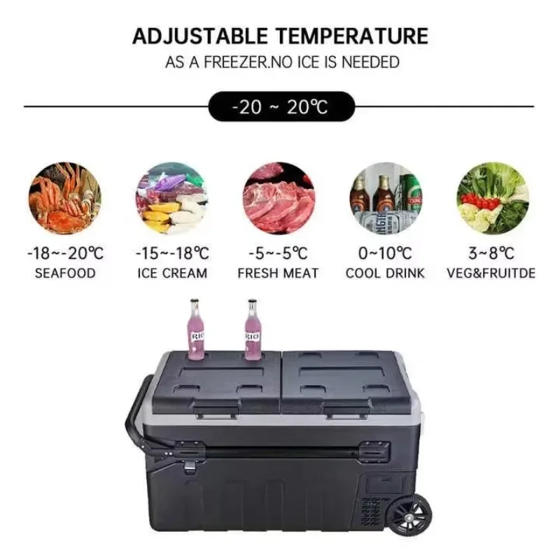 Dual-zone Fast Cooling 12V 24V AC DC Upright Camper Van Fridge RV Camping Car Refrigerator for Caravan Use Logo