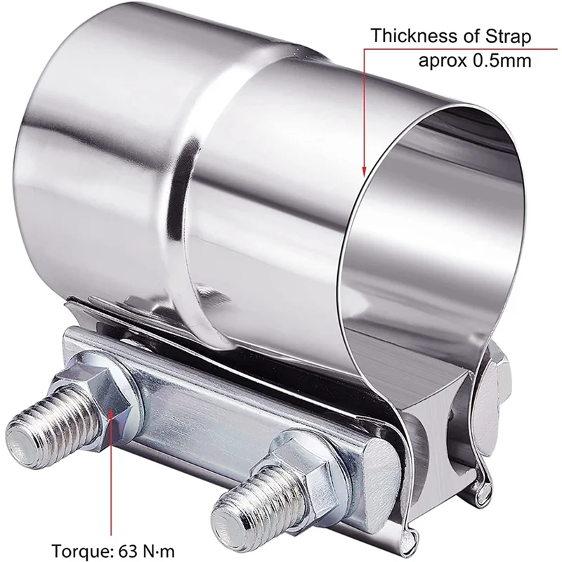 

X59A_2-дюймовый выхлопной зажим, зажим для ленты выхлопных газов, муфта из нержавеющей стали (2 шт.)