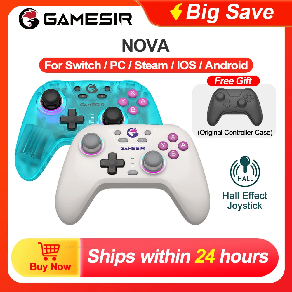 Gamesir Nova Switch Controller PC Gamepads Bluetooth Gamer Wireless Gamepad Android Hall Effective HD Rumble Virbate