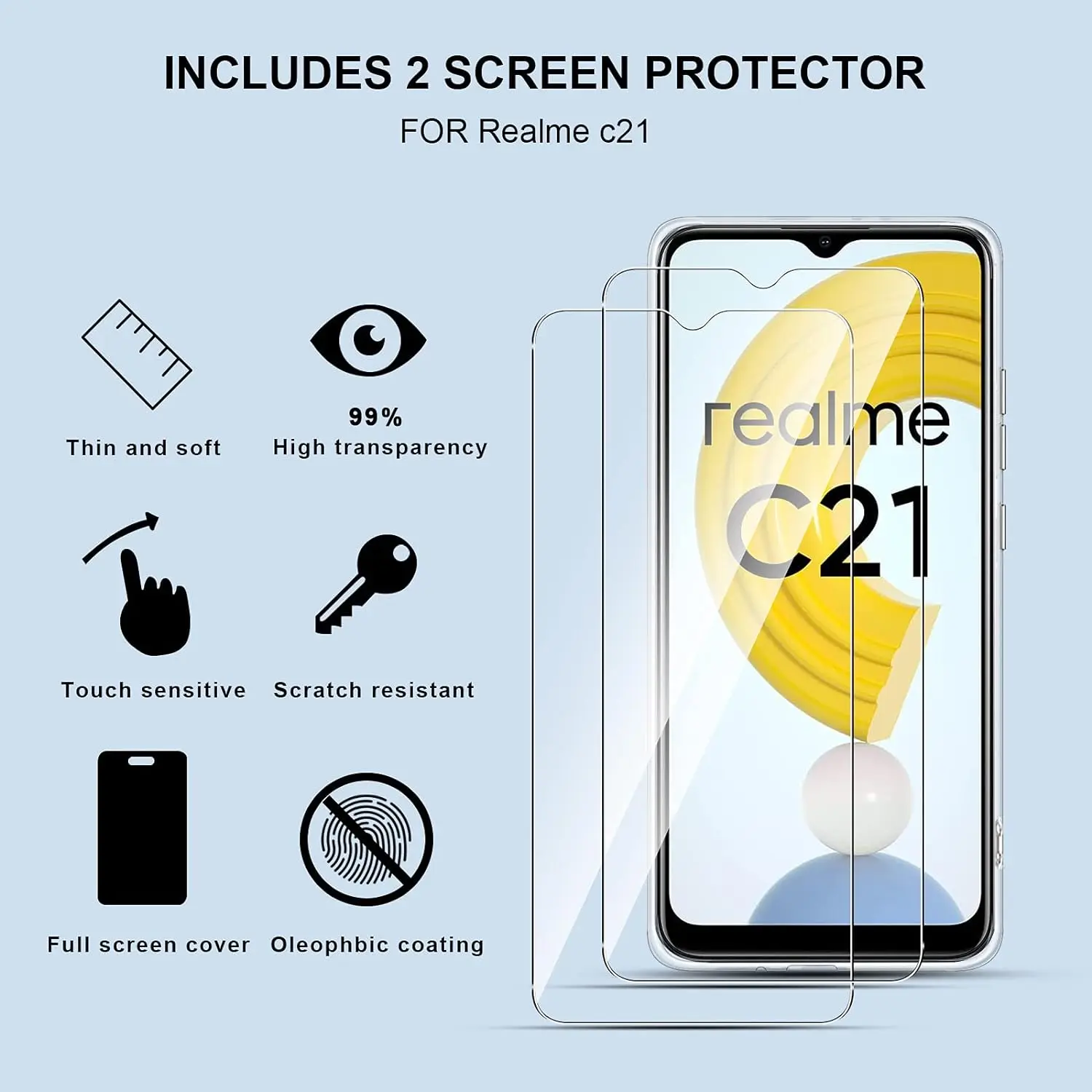 For Realme C21 C35 C25Y C21Y C20A C20 C25S C33 C30 C11 2021,HD Tempered Glass 2/4Pcs 9H Screen Protector