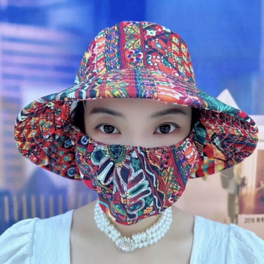 Wide Brim Tea Picking Cap Hot Sale Shawl Anti-uv Women's Ponytail Hat Protect Neck Agricultural Work Hat Gift