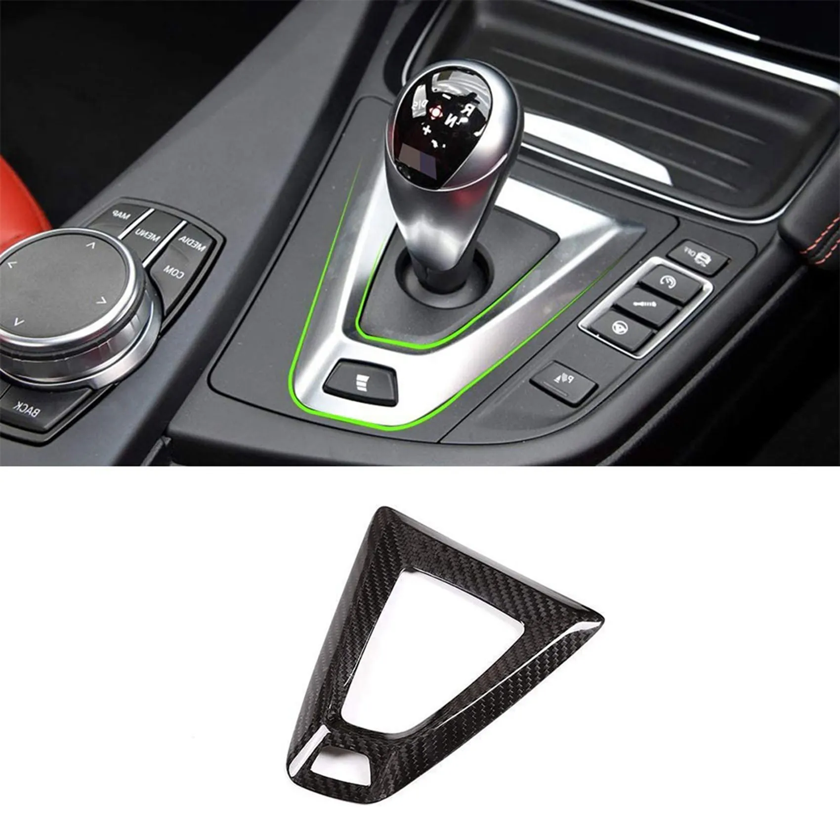 2Pcs Real Carbon Fiber Gear Shift Knob Handle Cover Panel Trim Right for M2 F87 M3 F80 F82 M5 F10 F85 X5M X6M F12