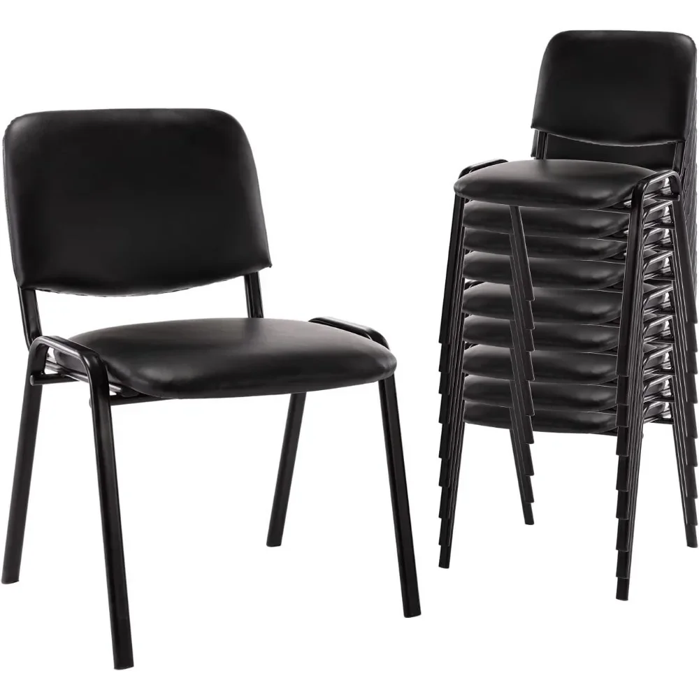 

Conference Room Chairs Pu Leather Office Guest Chairs Side Reception Chairs for Breakroom，Lobby/Events，Church，School,Black,10PCS