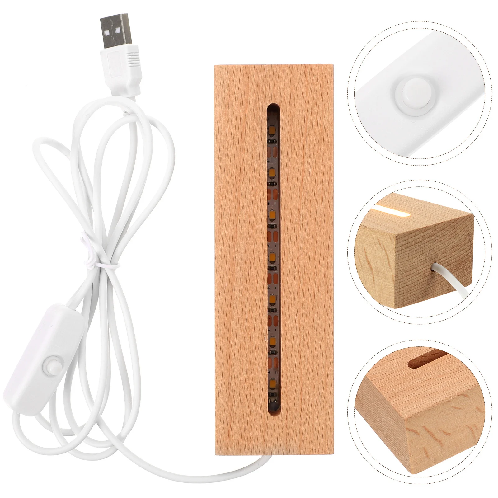 قاعدة عرض LED ليلية خشبية حامل خشبي خفيف دافئ لتزيين الزجاج والكريستال قاعدة عرض خفيفة للخشب