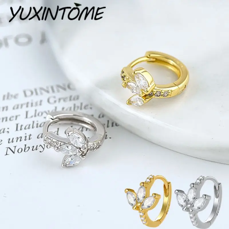

925 Sterling Silver Needle Fresh Exquisite Horse Eye Three Petal Flower Bud Circle Earrings Women Leisure Fashionable Earrings