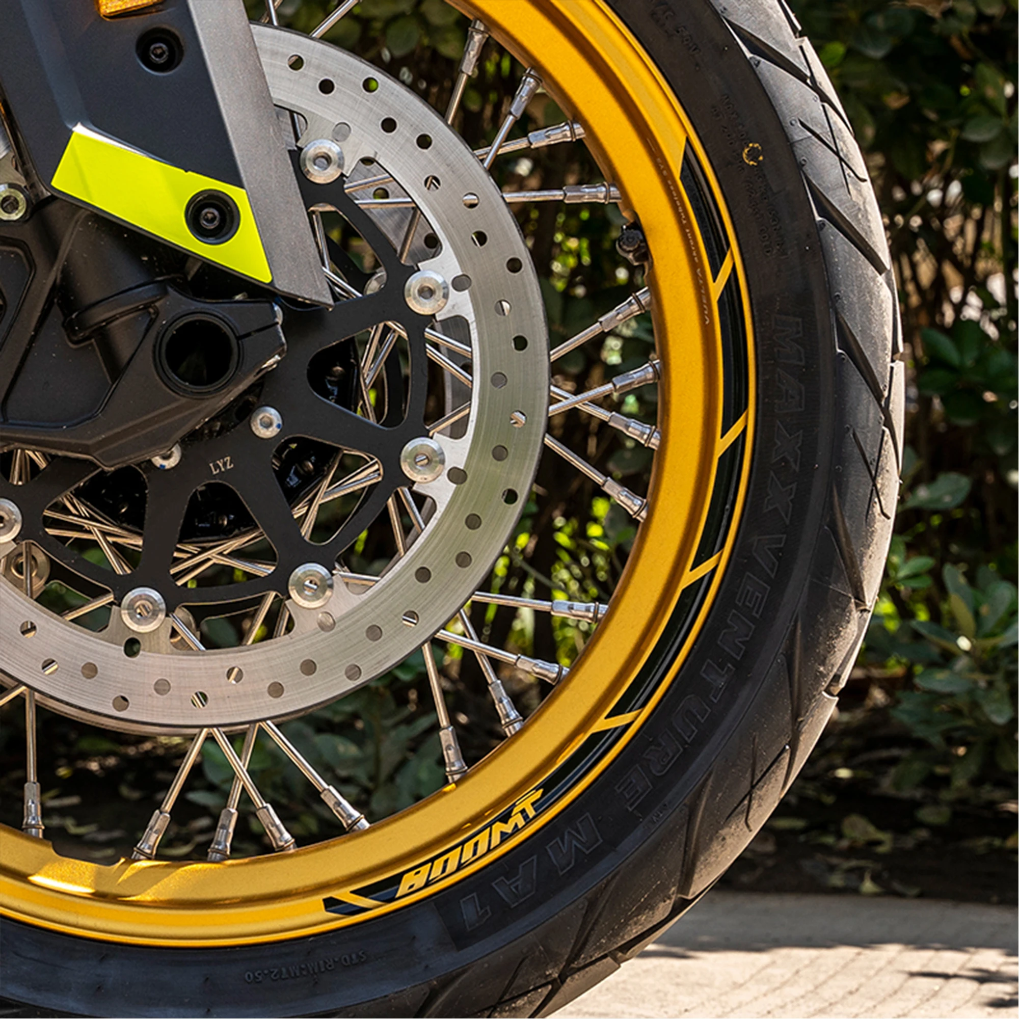 Motorcycle Wheel Hub Rim Tape Reflective Decals Compatible with CFMOTO 800MT Waterproof Wheel Sticker Decor Pull Flower Mod Part