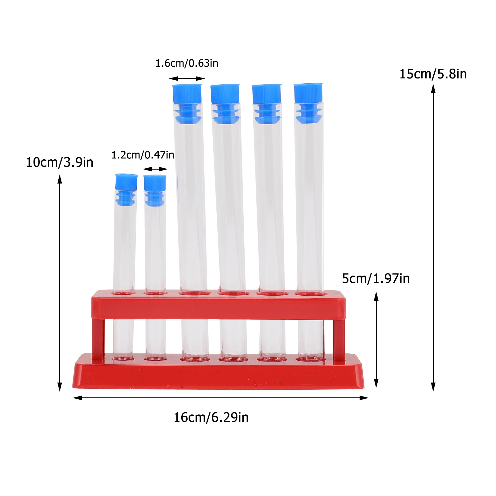 6pcs Laboratory Testing Tubes Plastic Vials Experiment Tubes with Storage Rack vials tubes plastic tubes