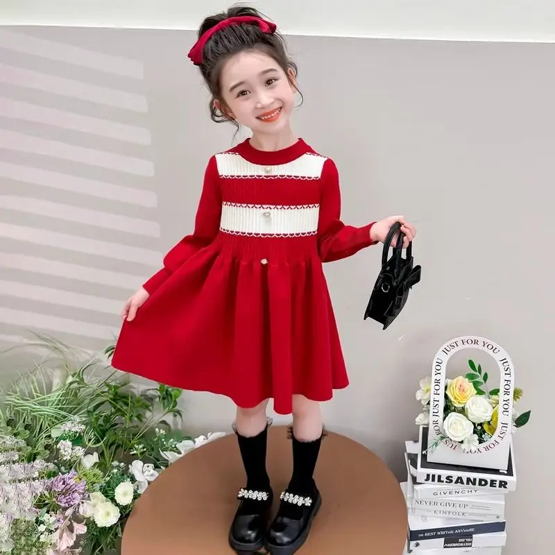2025 New Korean Style Girls Knit Dress for Baby Girl Childrens Long Sleeve  Spring Autumn Trendy Dress - AliExpress 1501