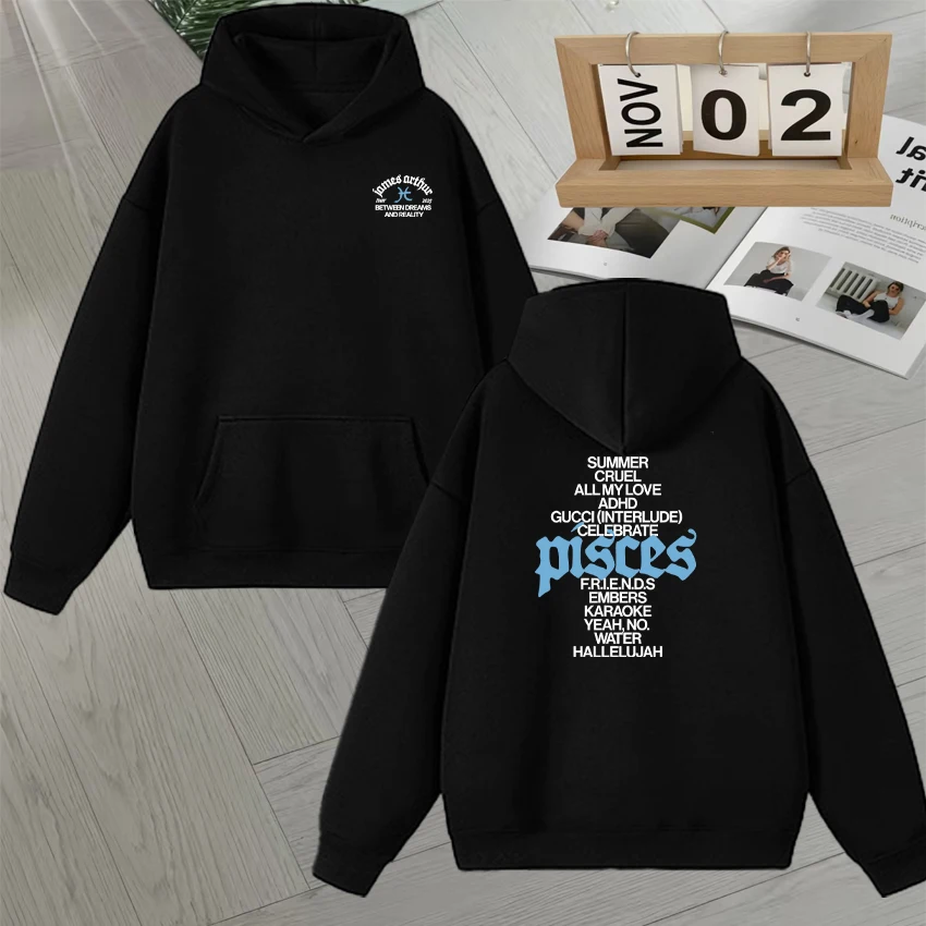 

James Arthur The Pisces World Tour 2025 Autumn Winter Hoodie Men Women vintage Style Casual Fleece streetwear Sweatshirt Unisex