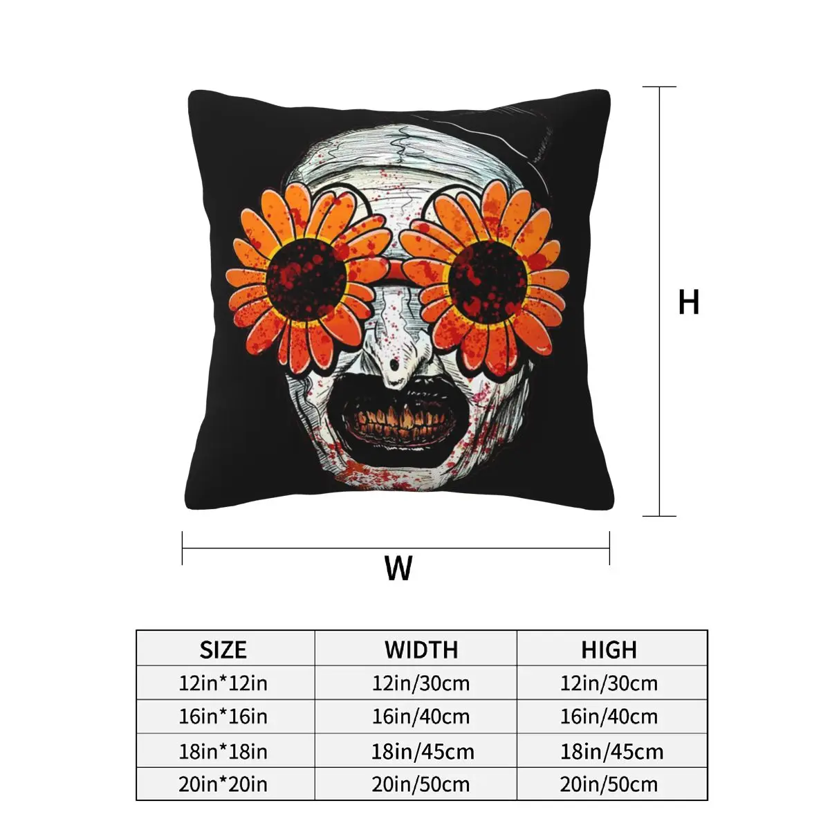 Art The Clown Terrifier 2 Sunflower Sunglasses 2 pcs Square Pillowcase Pillow Cover Cushion Decor Comfort Throw Pillow for Home