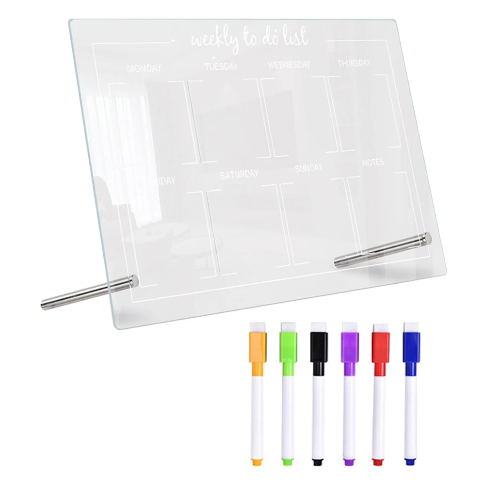

1 set Erasable Fridge Bear Planner Magnetic Acrylic Memo Board Set Dry Writing Pens 7cm Nails Reusable Desk Schedule