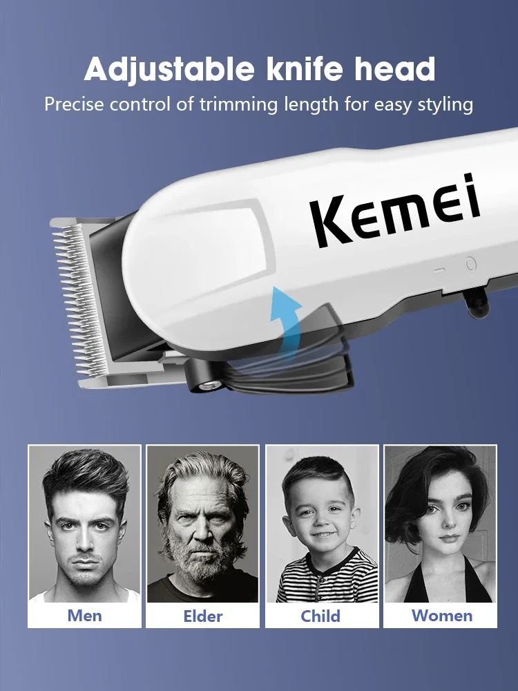 Kemei KM-809A Professioneller Haarschneider, verstellbarer Haarschneider für Männer, elektrisch, leistungsstarker Bart, wiederaufladbarer Haarschneider – Detail 8