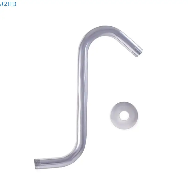 J2HB Sturdy Stainless Steel Goosenecks Showerhead Extension Arm Arching Bathroom Home Accessory with Flanges Household