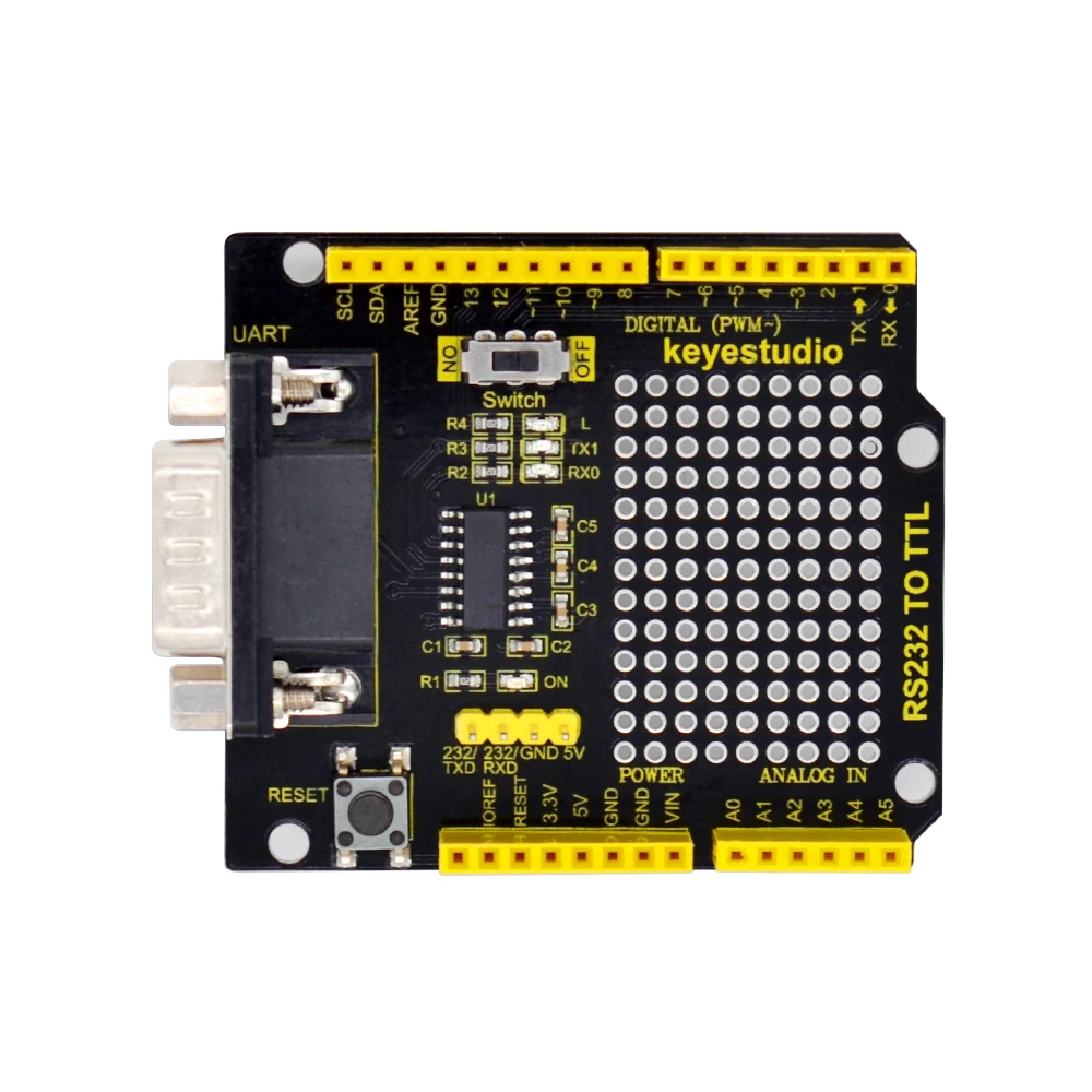 Keyestudio-Conversão Shield Board para Arduino UNOR3, RS232 para TTL, DB9 Connector