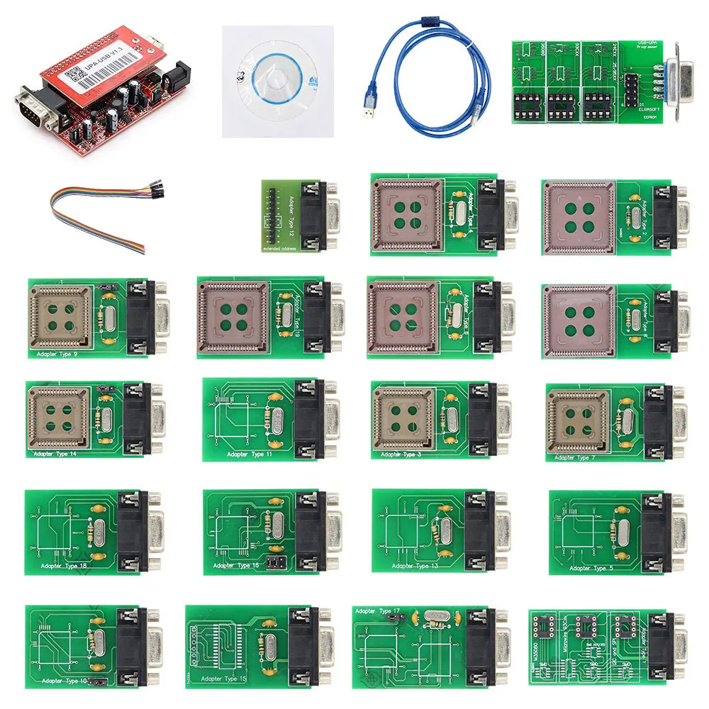 

UPA USB V1.3 Programmer Main Unit with 19 Modules Adapters UPA 19 Programming Tool ECU Chip Tunning Diagnostic Tool