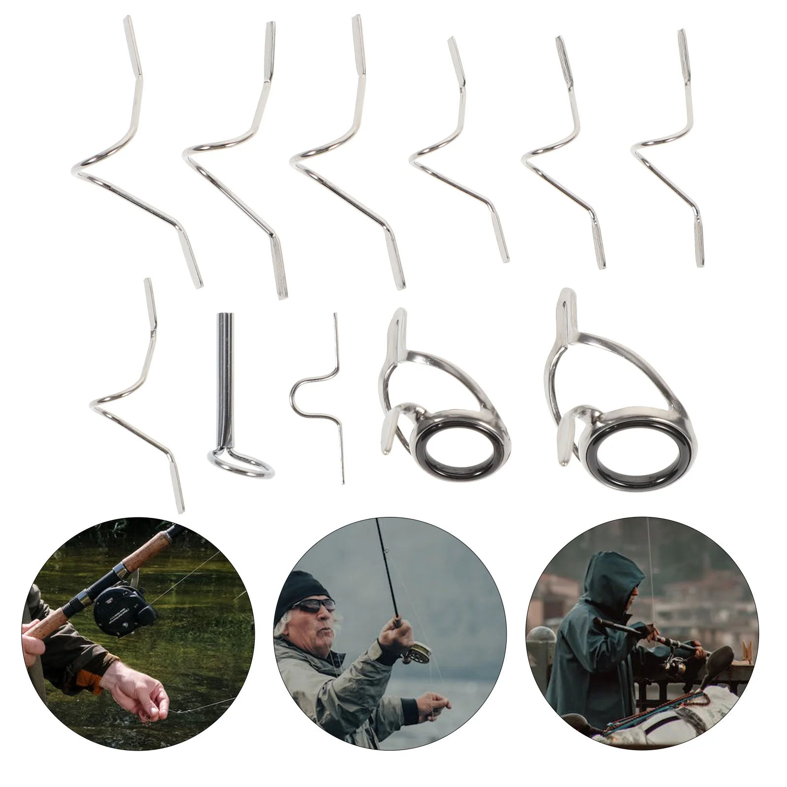 11 Pcs Fishing Guide Ring Set Rod Tip Repair Kit Accessory Portable Tips Convenient Pole Professional