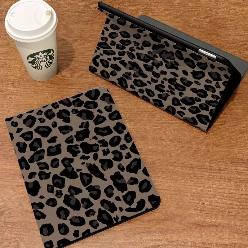 French Ins Leopard Print All Inclusive Shell For iPad Pro 13 11th M5 M4 12.9 A16 10 8 7 9th 10th Air 11 M2 M3 Mini Tablet Cover