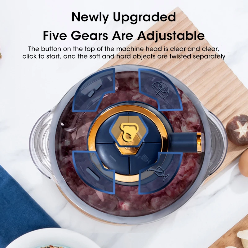 مفرمة لحم كهربائية متعددة الوظائف سعة 5 لتر، محضر طعام من الفولاذ المقاوم للصدأ للخضروات ولحوم وأغذية الأطفال