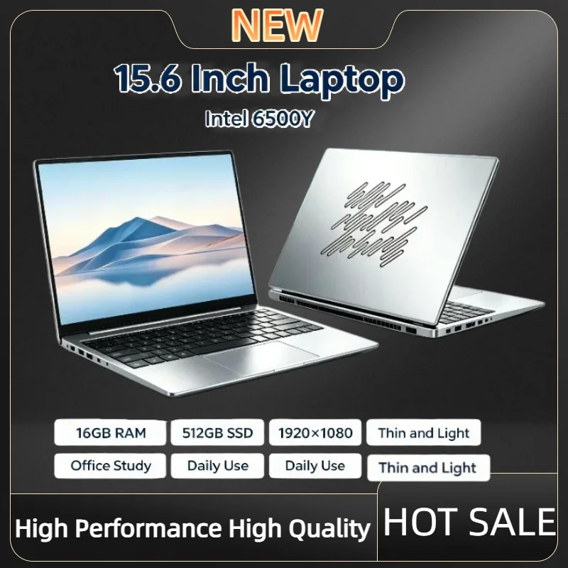 New 15.6' Ultra Slim Laptop Intel Core 6500Y 32GB RAM 2TB SSD 1920*1080 Windows For Office Games Fingerprint Unlock Notebook PC