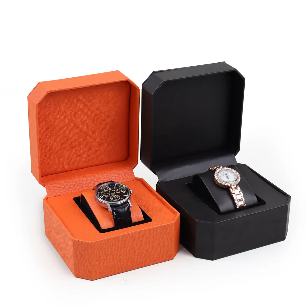 Light Luxury Watch Box PU Leather Octagonal Watch Display Storage Box Flip-Top Wristwatch Case Men Women Watch Holder Organizer