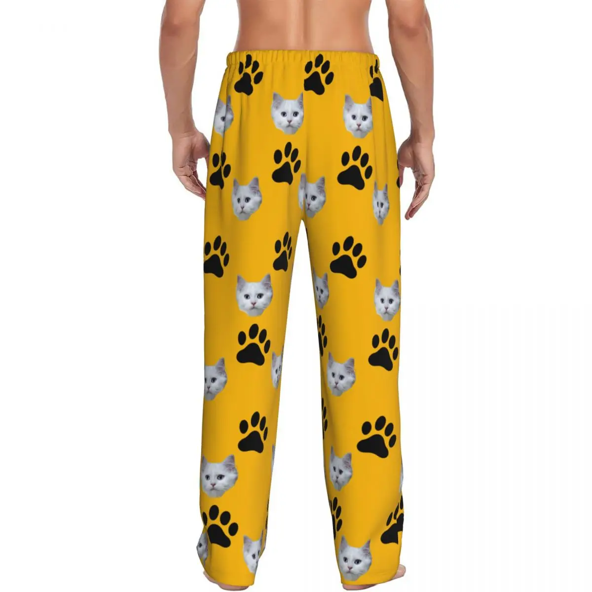 مخصص شخصية الحيوانات الأليفة القط الوجه منامة بنطلون بيجاما الرجال صالة النوم تمتد ملابس خاصة قيعان مع جيوب #3