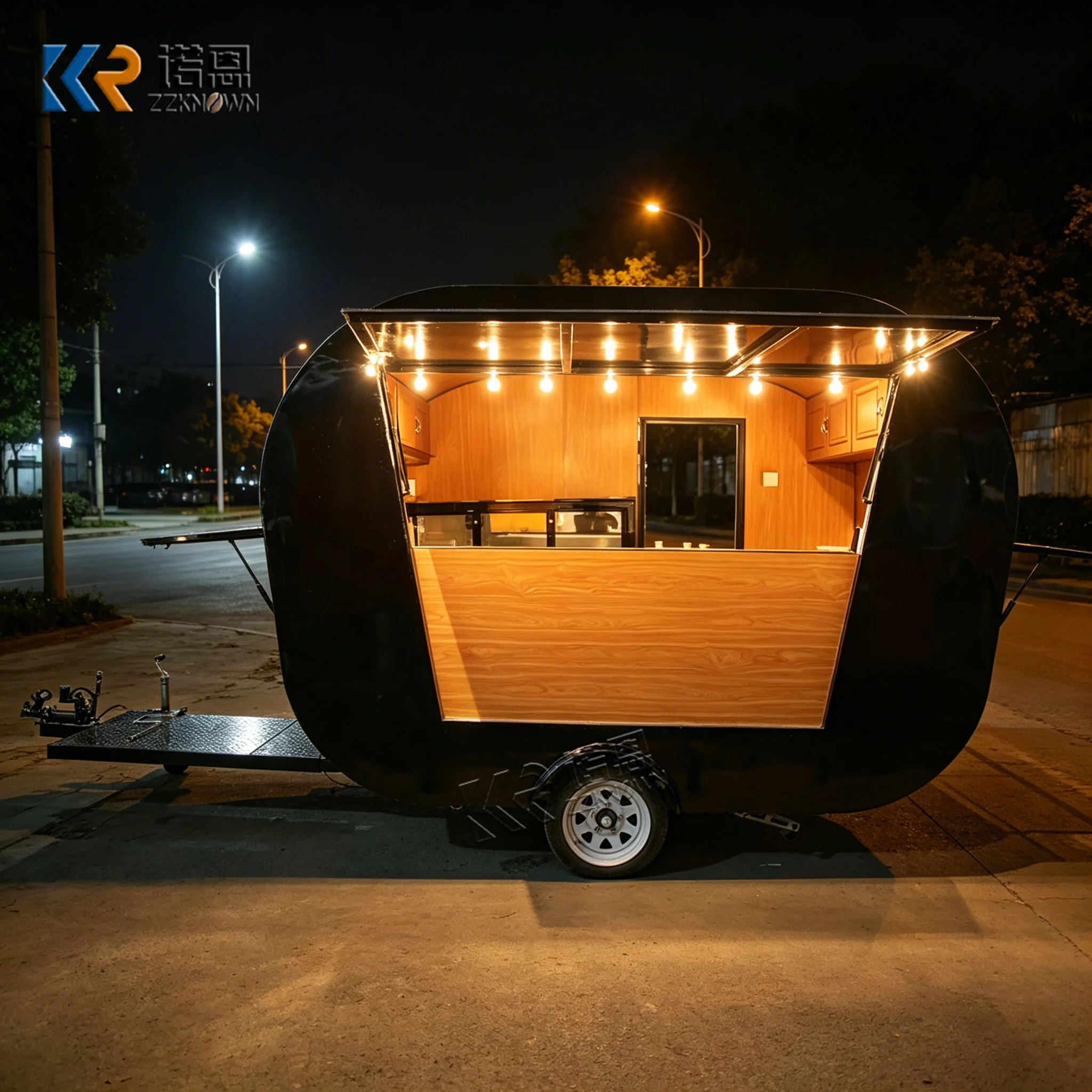 

Commercial Standards Food Trailer Cart Mobile Ice Cream & Coffee Van with Fully Equipped Kitchen for Sale for Candy Application