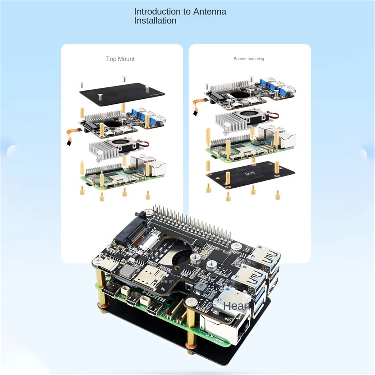GFR5-Waveshare para Raspberry Pi 5 PCIe a M.2 4G/5G USB 3.2 Placa adaptadora
