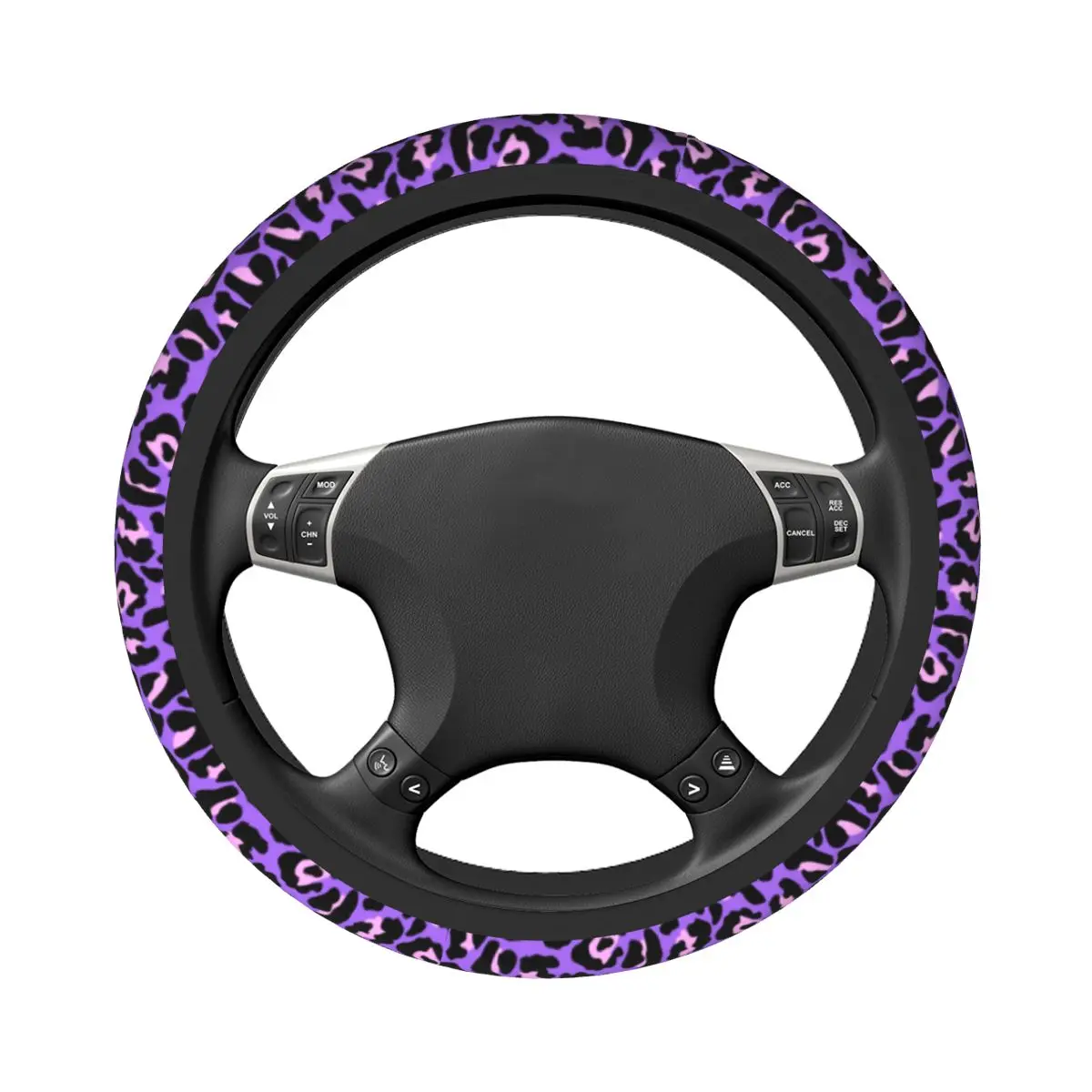 Steering Wheel Covers Purple Pink Leopard Print Exotic Animal Braid On The Steering Wheel Cover Car-styling Automobile Accessory