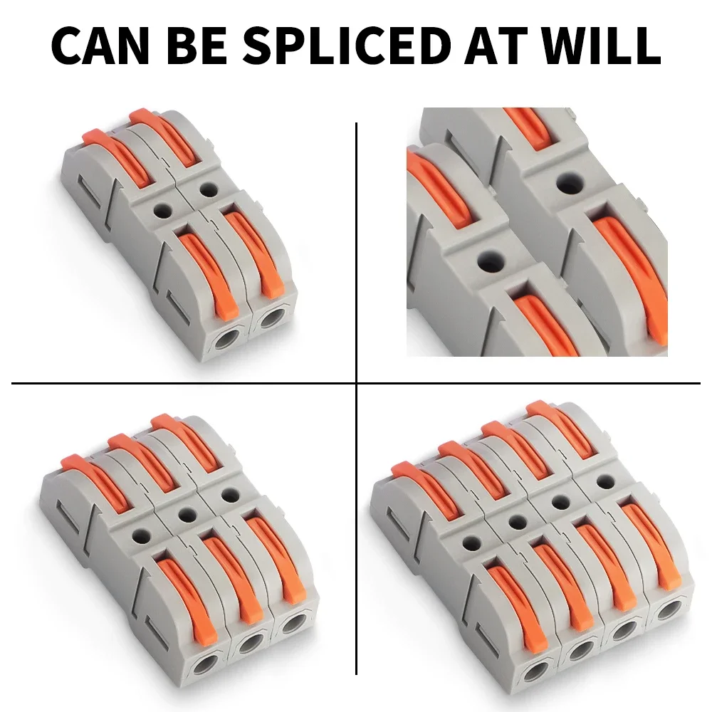 GTRIC Lever Wire Connectors 30/50/100PCS Compact Splicing Wire Connector 450V 32A Pluggable Interlocking Terminal Blocks