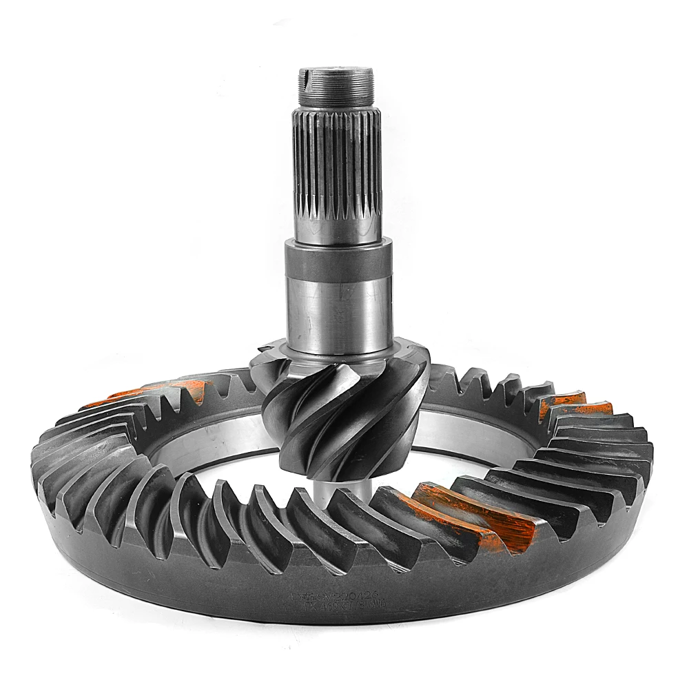 Hete verkoop hoge precisie rechte spiraalvormige kroonwiel en kegeltandwiel vrachtwagen koolstofstaal differentiële ring en rondsels
