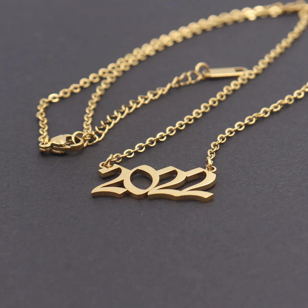 Curb Chain Birth Year 2022 Necklace Pendants Stainless Steel Pearl Choker Old English 1987 1988 1989 1990 1991 1992 image 6