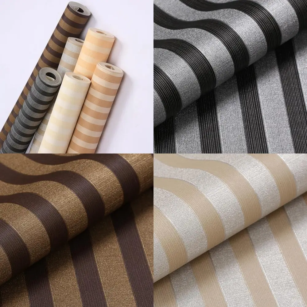 Classic Coffee Color 3D Narrow Stripe Wallpaper for Living Room Dining Room Hotel Projects Fashionable Minimalist Vertical