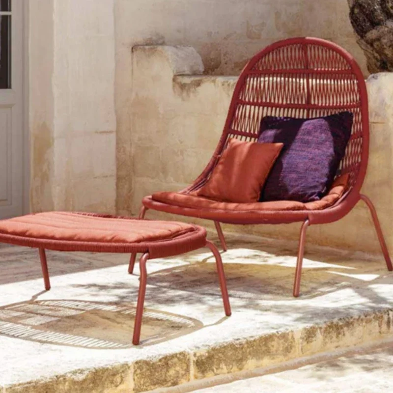 

Диван из ротанга, одноместное кресло из ротанга, кресло для ленивого уличного балкона, мягкое украшение, вилла, двор