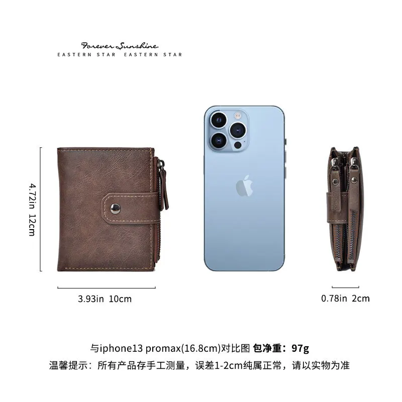 Anti-Theft Slim Leather Wallet For Men RFID Blocking Business Travel Vintage Zipper Billfold Premium Money Organizer