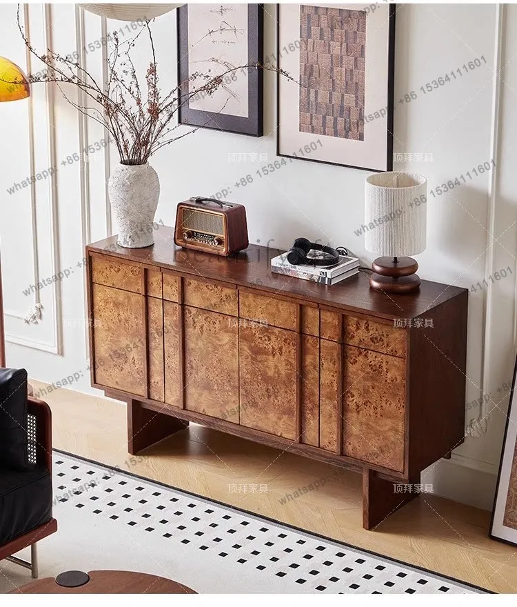 solid wood dining side cabinet designer large flat floor living room home decoration locker retro door entrance cabinet