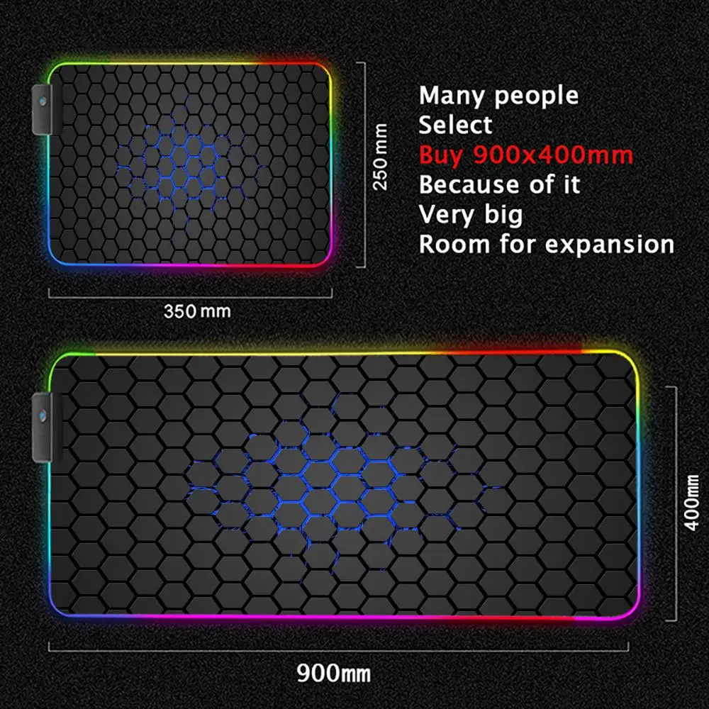 لوحة ماوس فنية هندسية XXL RGB لوحة ماوس للألعاب HD ملحقات ألعاب كبيرة بإضاءة LED وسجادة كمبيوتر شخصي مع إضاءة خلفية