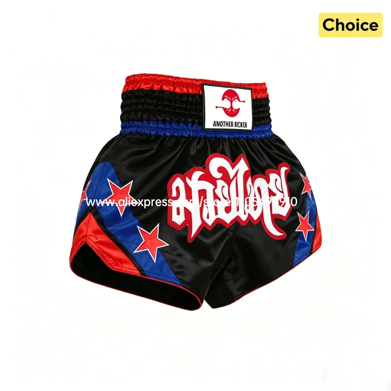 Klassische Muay Thai Shorts Boxer Fighter Kickboxing MMA Trainingsshorts Satin Polyester Schnelltrocknende Gym Cage Fighting Boxhosen