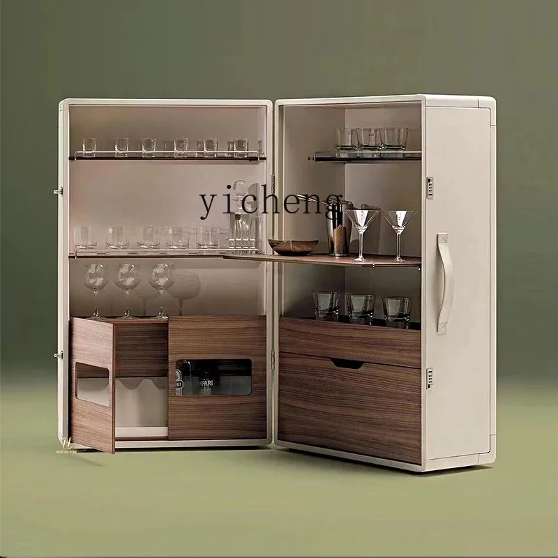 X5-14  light luxury high-end wine cabinet simple solid wood leather storage cabinet villa home display cabinet