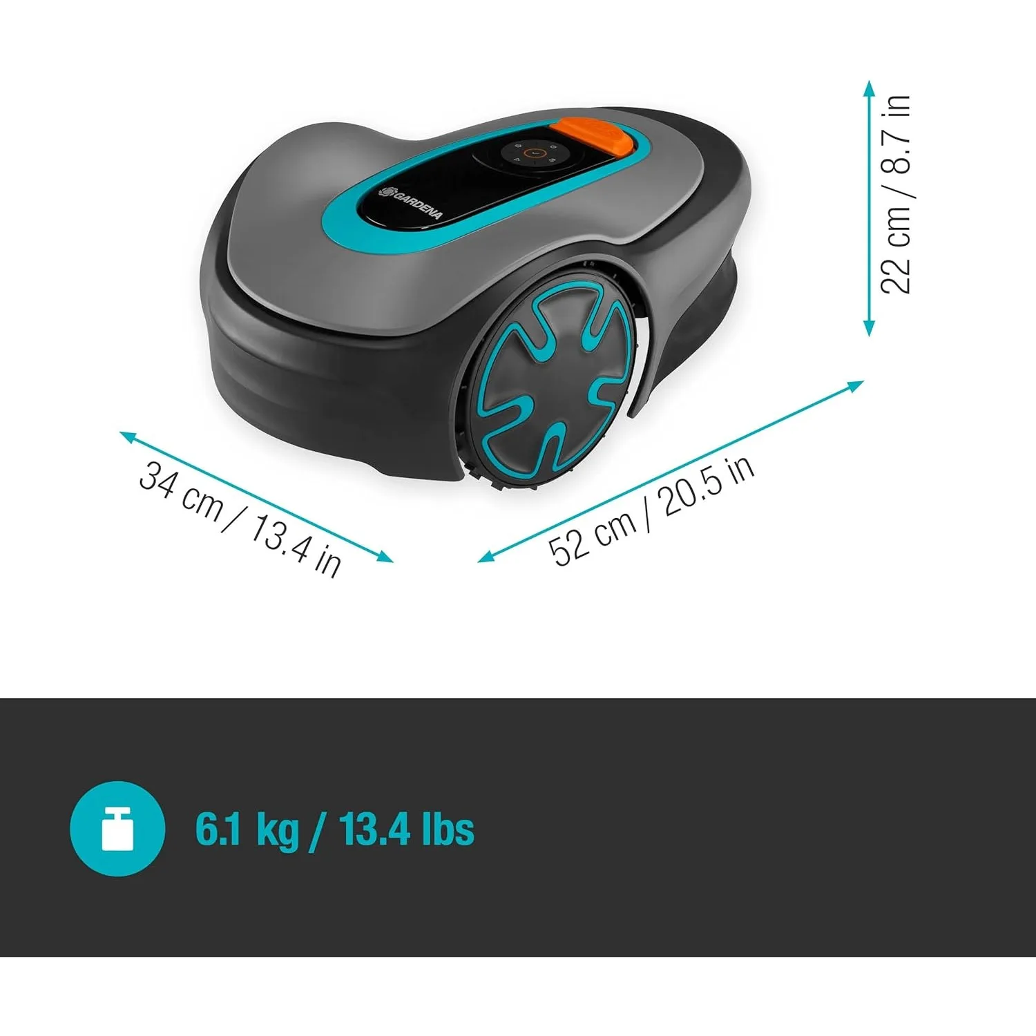 15201-20 SILENO Minimo - Automatic Robotic Lawn Mower with Bluetooth app, Boundary Wire - for lawns up to 2700 Sq Ft, Grey