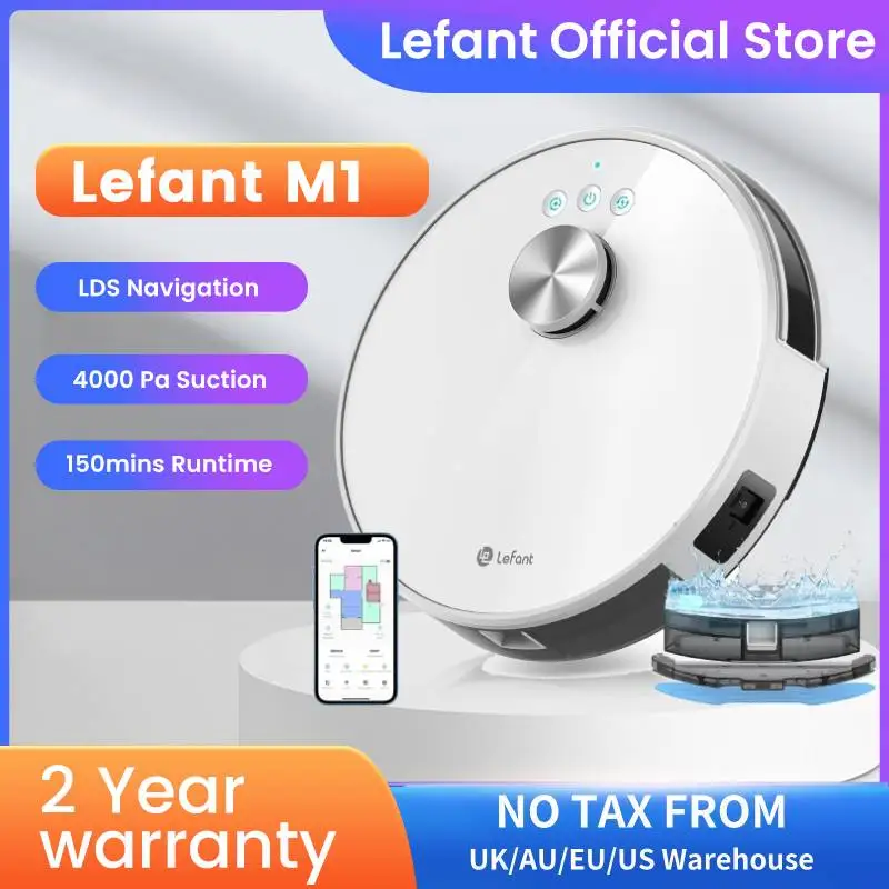 Lefant M1 LDS Robot Vacuum Cleaner with Multi Plane Mapping, 4000Pa Suction,Schedule, App/Alexa Control, for Pet Hair