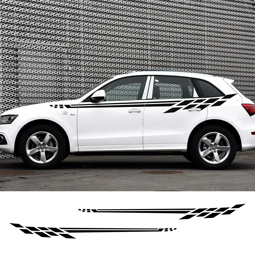 

2pcs Car Side Waist Sticker For BMW Dacia FIAT Honda Nissan Hyundai Mercedes Seat Smart SUV Stripes Auto Accessories Vinyl Decal