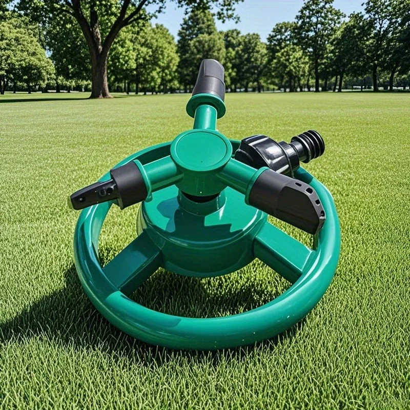 360-Grad-drehbarer Sprinkler, kleiner Scheibensprinkler für den Rasen im Innenhof, dreizackiger drehbarer großflächiger Sprinkler aus Kunststoff – Detail 1