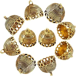 10pcs Column Metal Cord Ends Caps Style Glue on Tassel Cap Bails with Loop Gold End Caps for Jewelry Makings DIY making kit