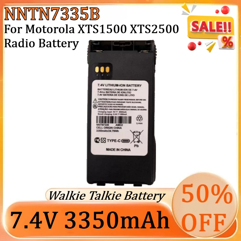

New 7.4V 3350mAh NNTN7335B Type-C USB Rechargeable Battery for Motorola XTS1500 XTS2500 Radio Battery
