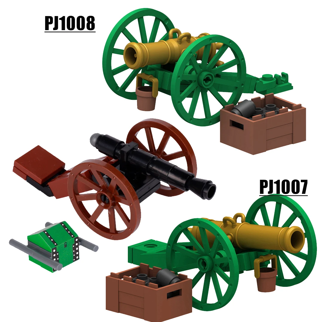 MOC Napoleonic Wars Pirate Cannon Building Blocks Kit War Scene Dragoon Soldiers Artillery Gun Weapons Bricks Toys Boys Gift