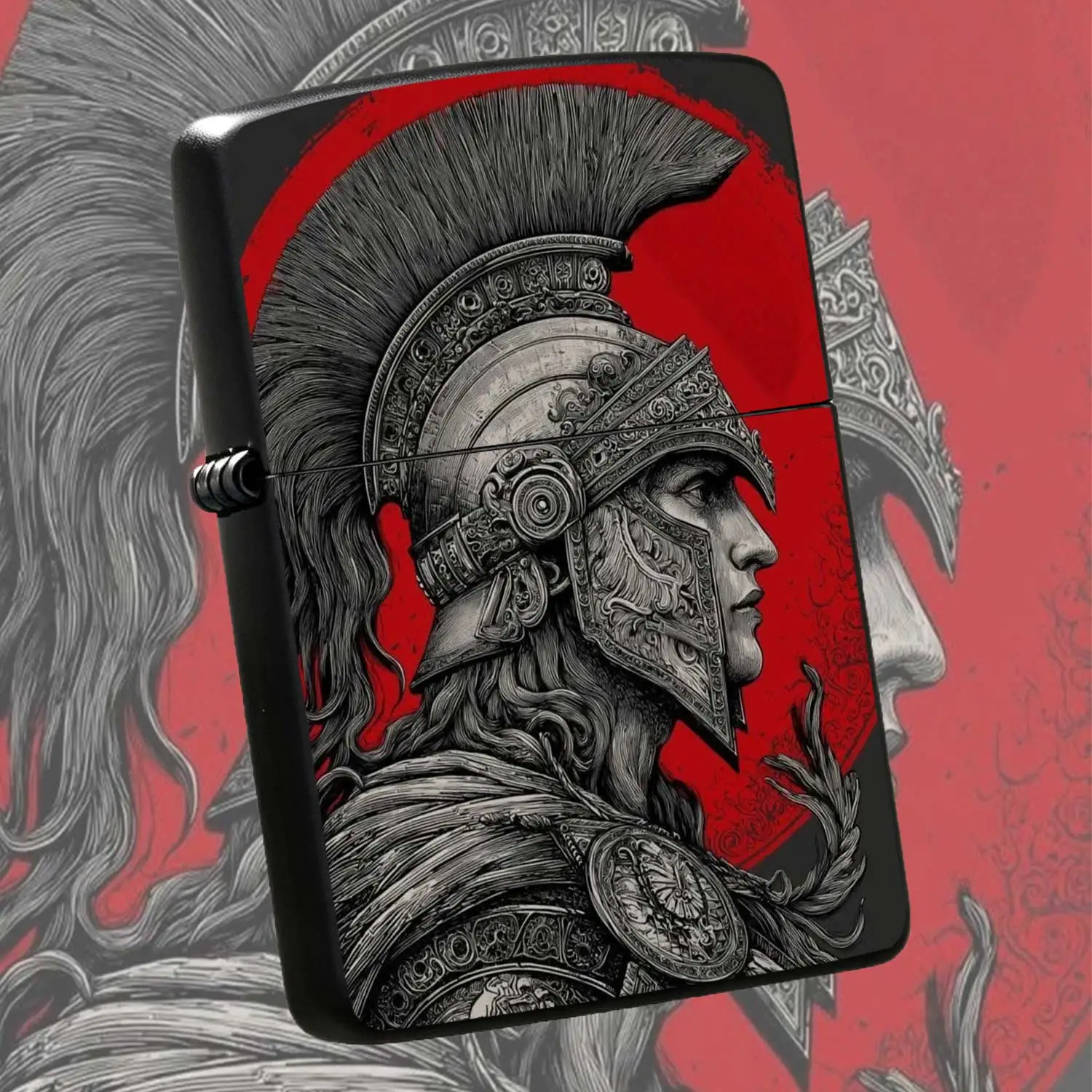 Reusable Flip-top Pocket Metal Windproof Lighter, Featuring Exquisitely Carved Classic Roman Helmet & Armor Relief, Portable & Durable, With Intricate Detailing, Ideal For Daily Use, Or As A Unique Gift For Enthusiasts Of Retro Military
