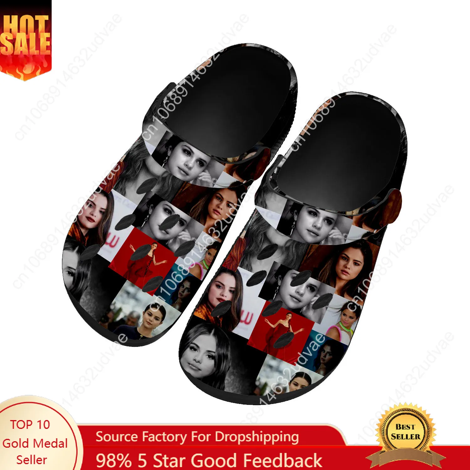 

Selena Gomez Water Shoes Mens Womens High Quality Fashion Home Garden Clogs Customizd Sandals Beach Breathable Hole Slippers